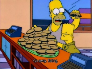 Go away eating Homer Simpson